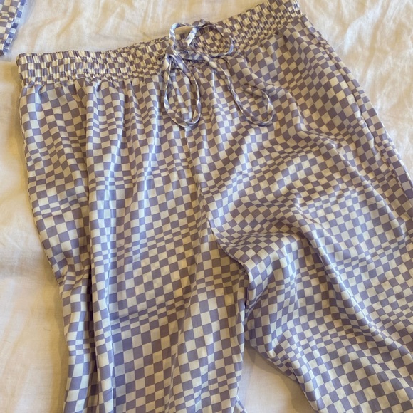 Mauve & white checked flowy pyjamas - Picture 4 of 10